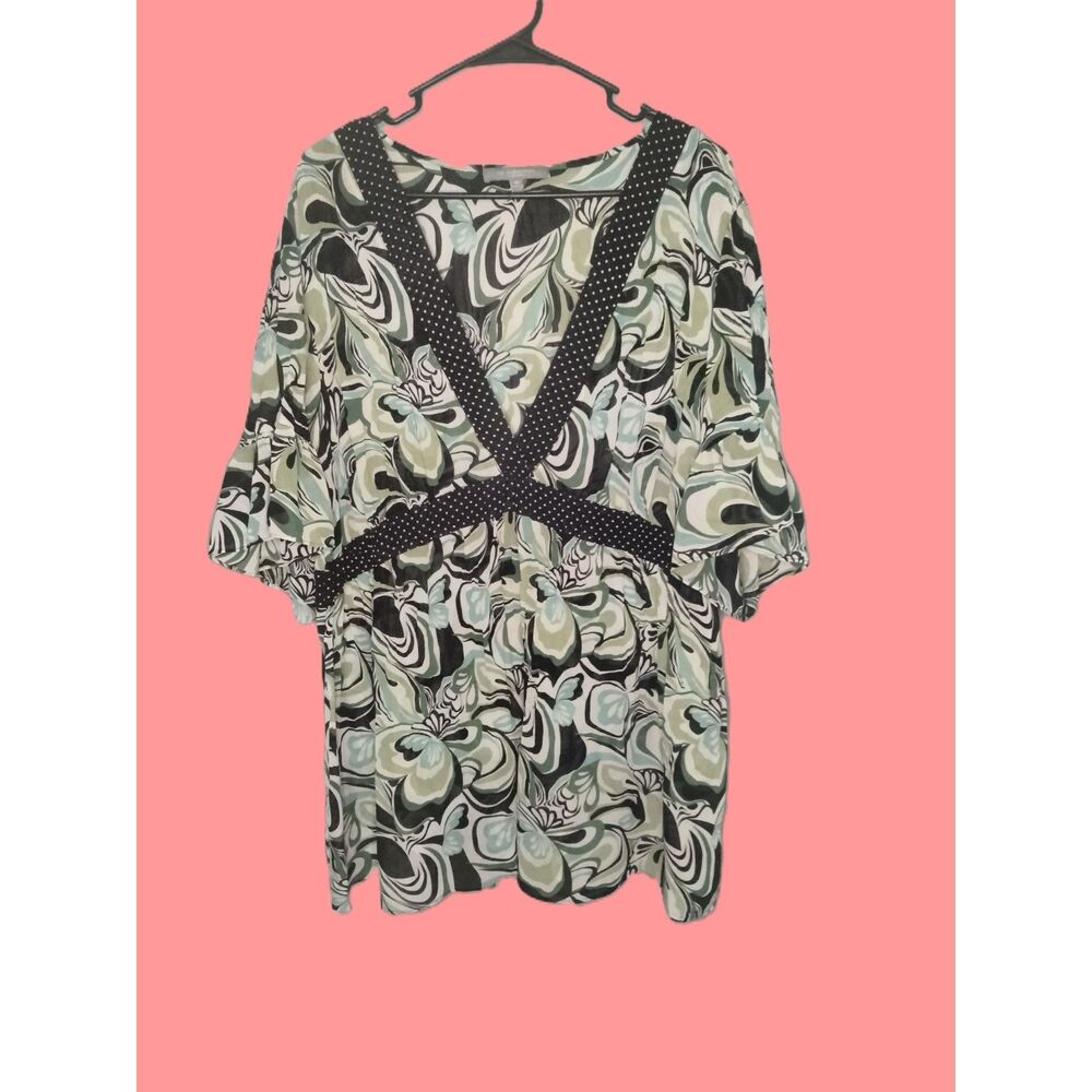 My Collection Women ~ Sheer Floral Babydoll Top ~ Size 3X